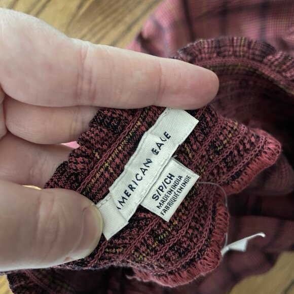 American Eagle Women S Maroon Plaid Grunge Punk High Waisted Wrap Mini Skirt NWT - Picture 6 of 9